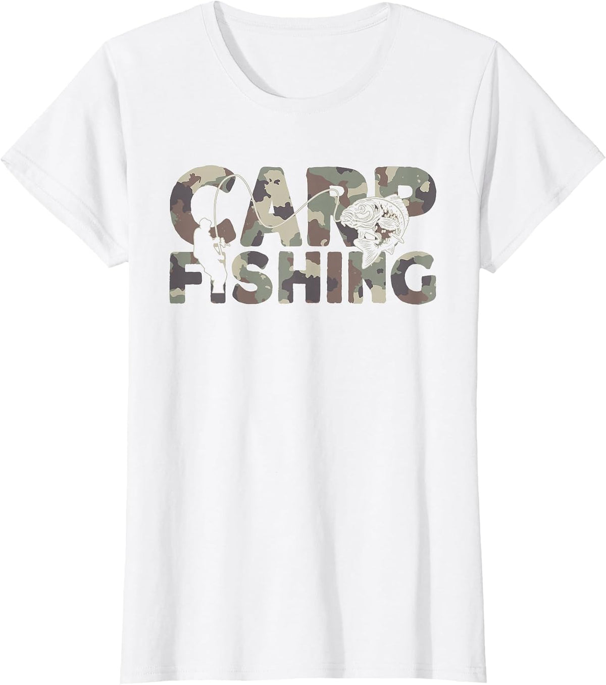 Carp Fisherman Camouflage Carp Fishing T-Shirt - White