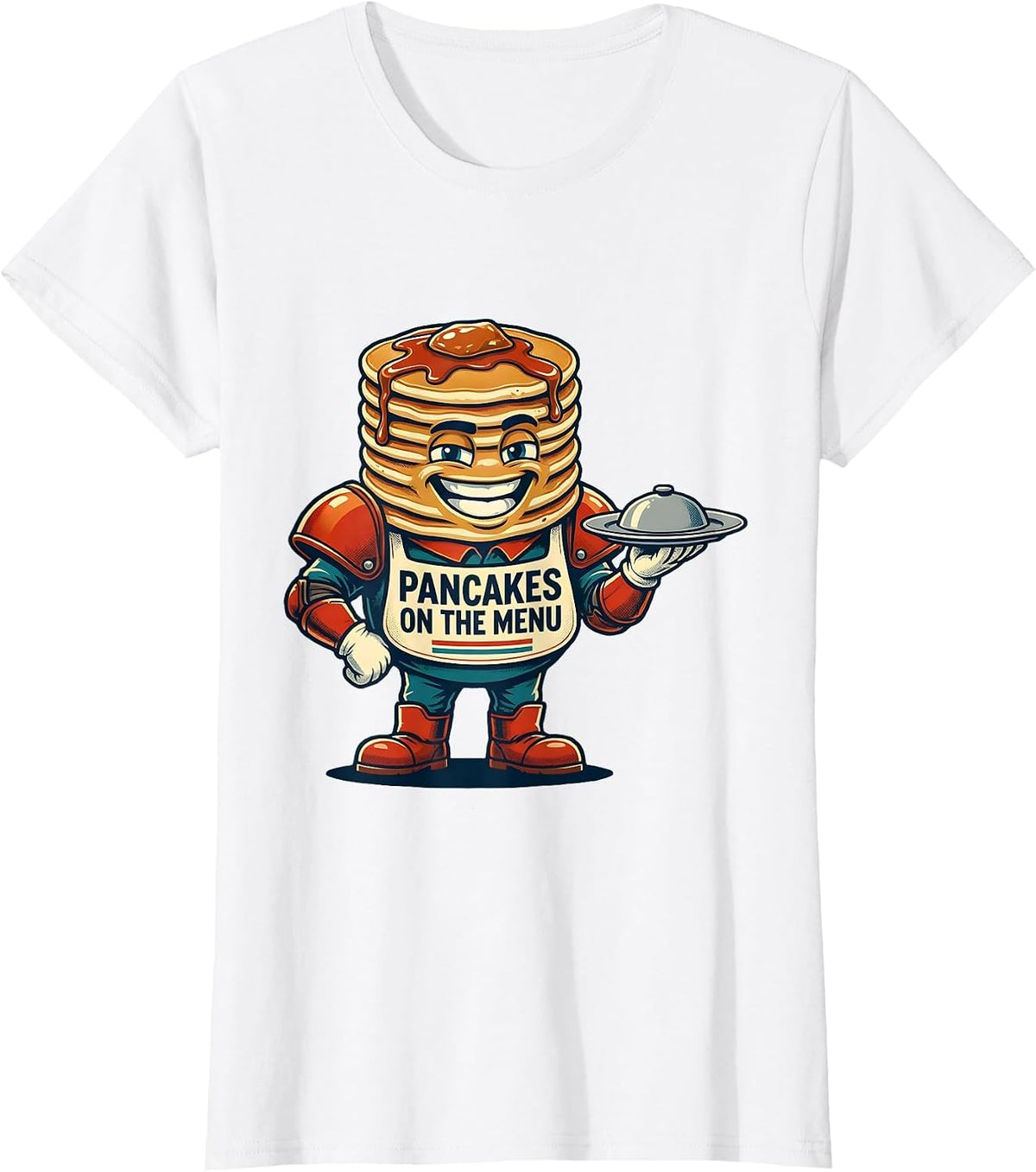 Pancakes On The Menu Retro Football Lineman Humor Offensive T-Shirt - White