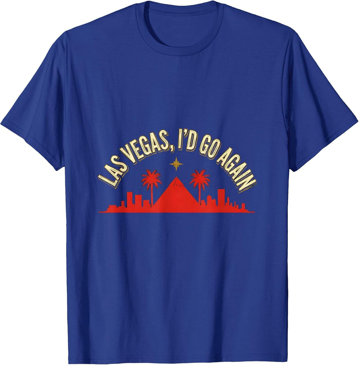 Men's Las Vegas, I’d Go Again Nostalgic Vacation Souvenir Skyline T-Shirt - Royal Blue