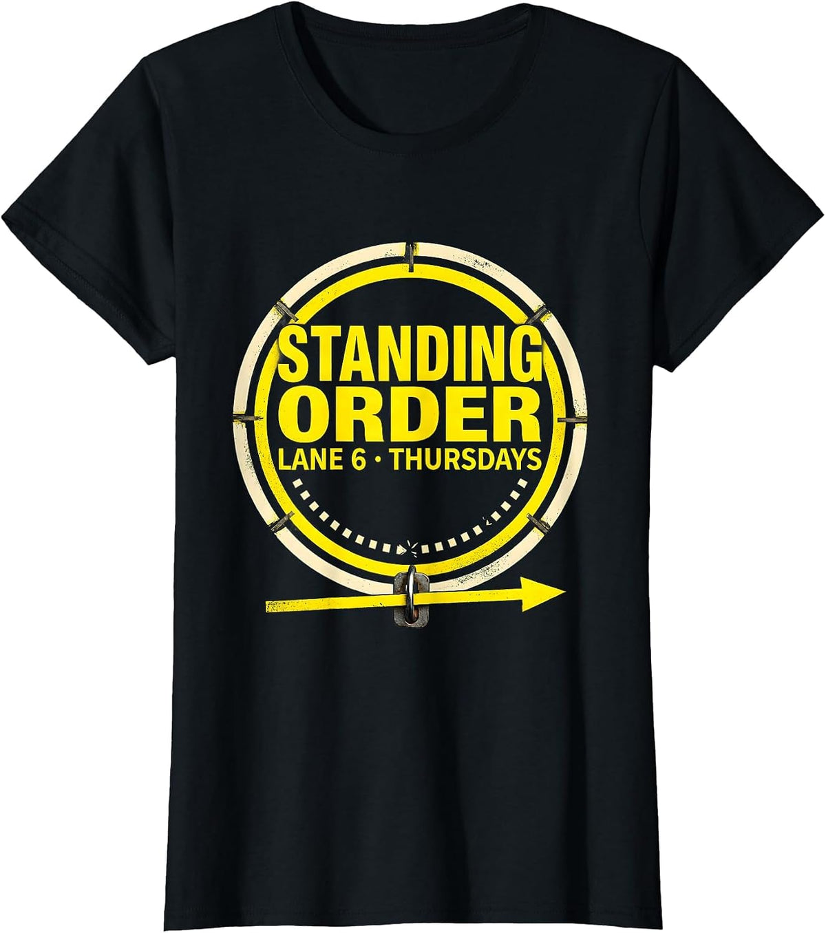 Standing Order: Lane 6, Thursdays Funny Bowling Bowler T-Shirt - Black
