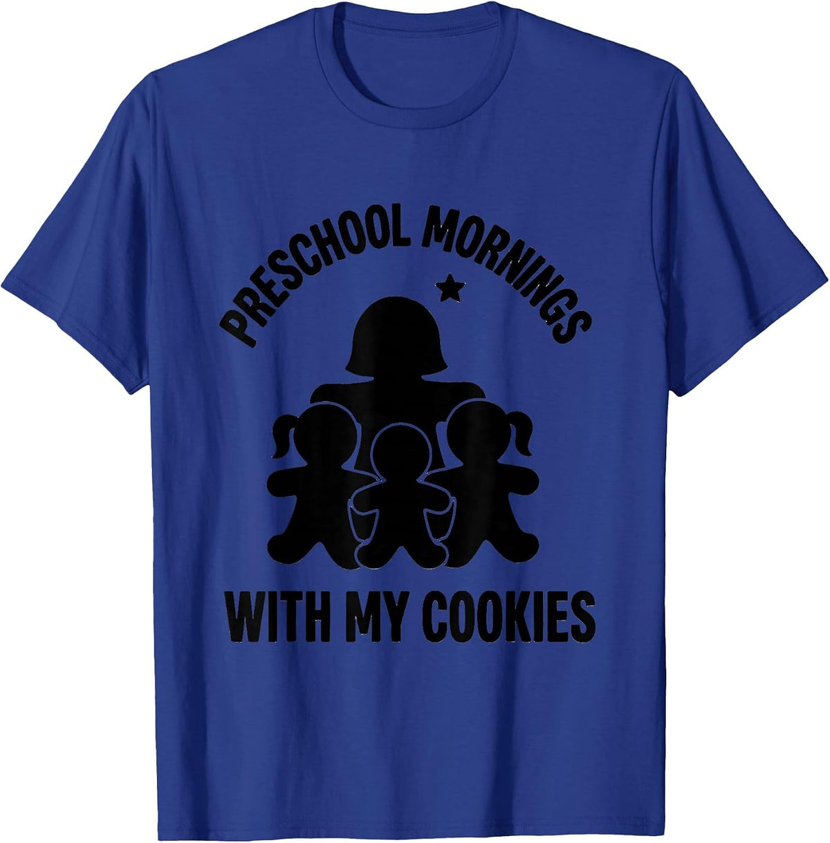 Preschool Mornings With My Cookies Funny Teacher Christmas T-Shirt - Royal Blue