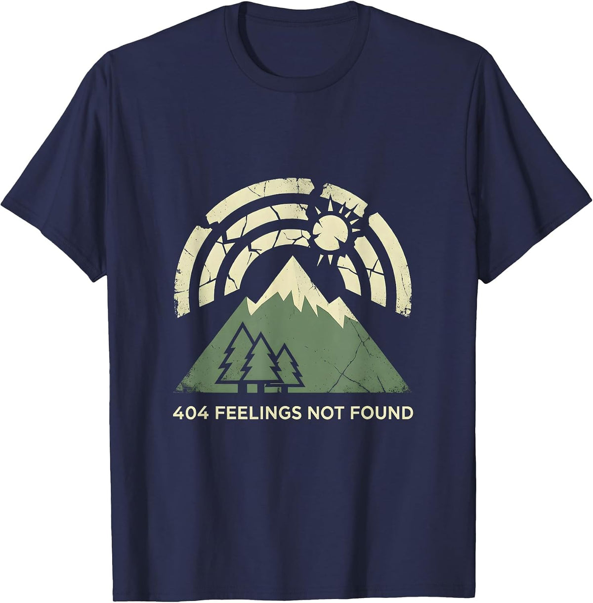 404 Feelings Not Found Funny Tech Humor Design T-Shirt - Navy Blue