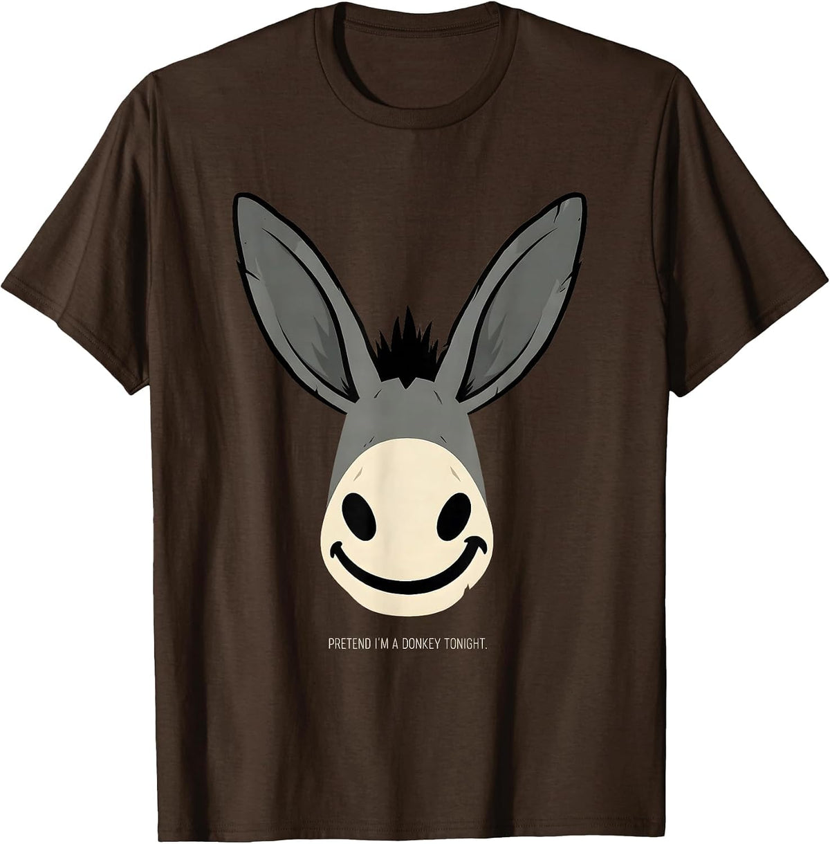 Men's Pretend I'm A Donkey Tonight Funny Donkey Costume Animal T-Shirt - Brown