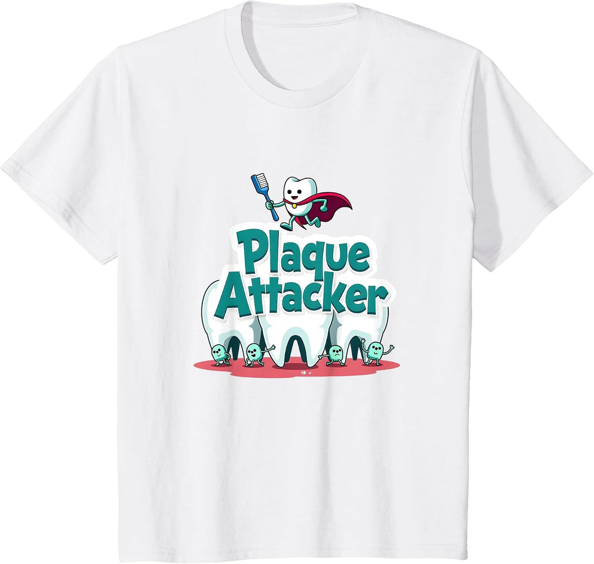 Plaque Attacker Dentals for Women Superhero Tooth Humor T-Shirt - White