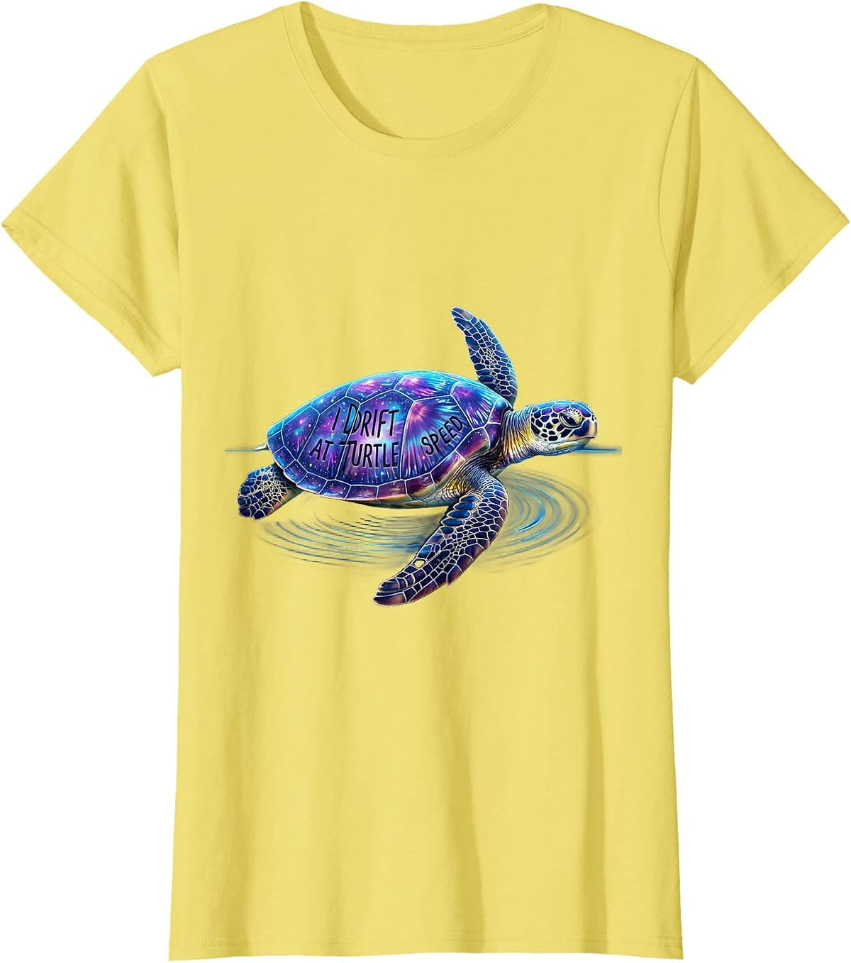 Women's I Drift At Turtle Speed Cosmic Sea Turtle Ocean Animal Lover T-Shirt - Lemon Yellow