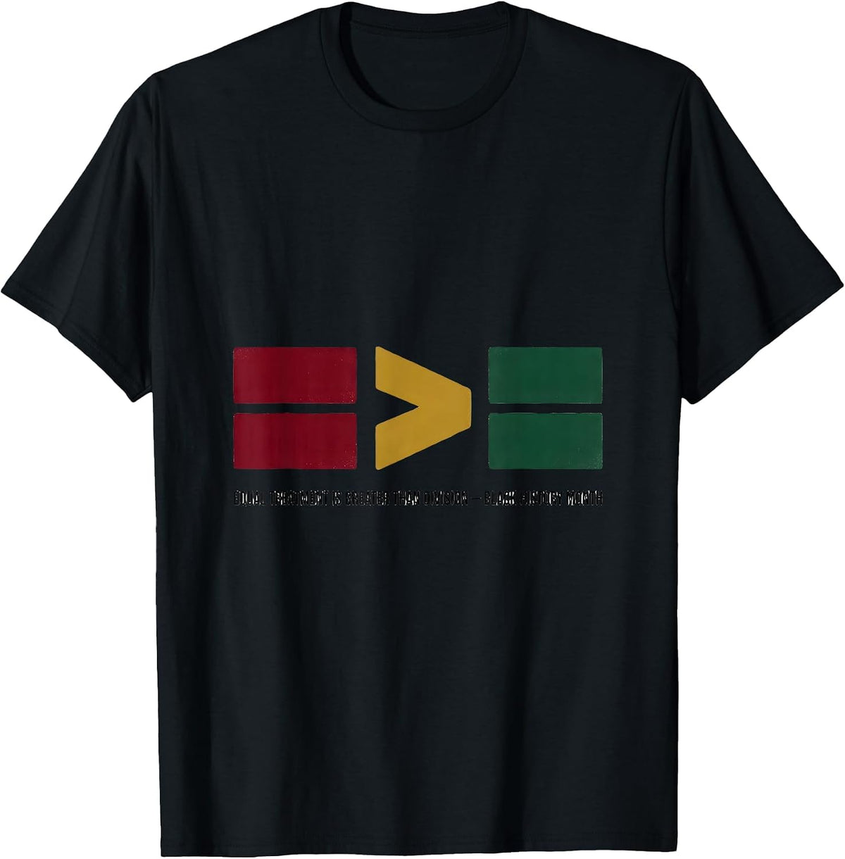 Men's Equal Treatment Greater Than Division Equality Black History T-Shirt - Black