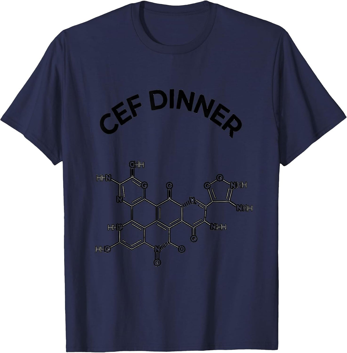 Men's Cef Dinner Thin-Line Cephalosporin Molecule Chemistry Pharma T-Shirt - Navy Blue