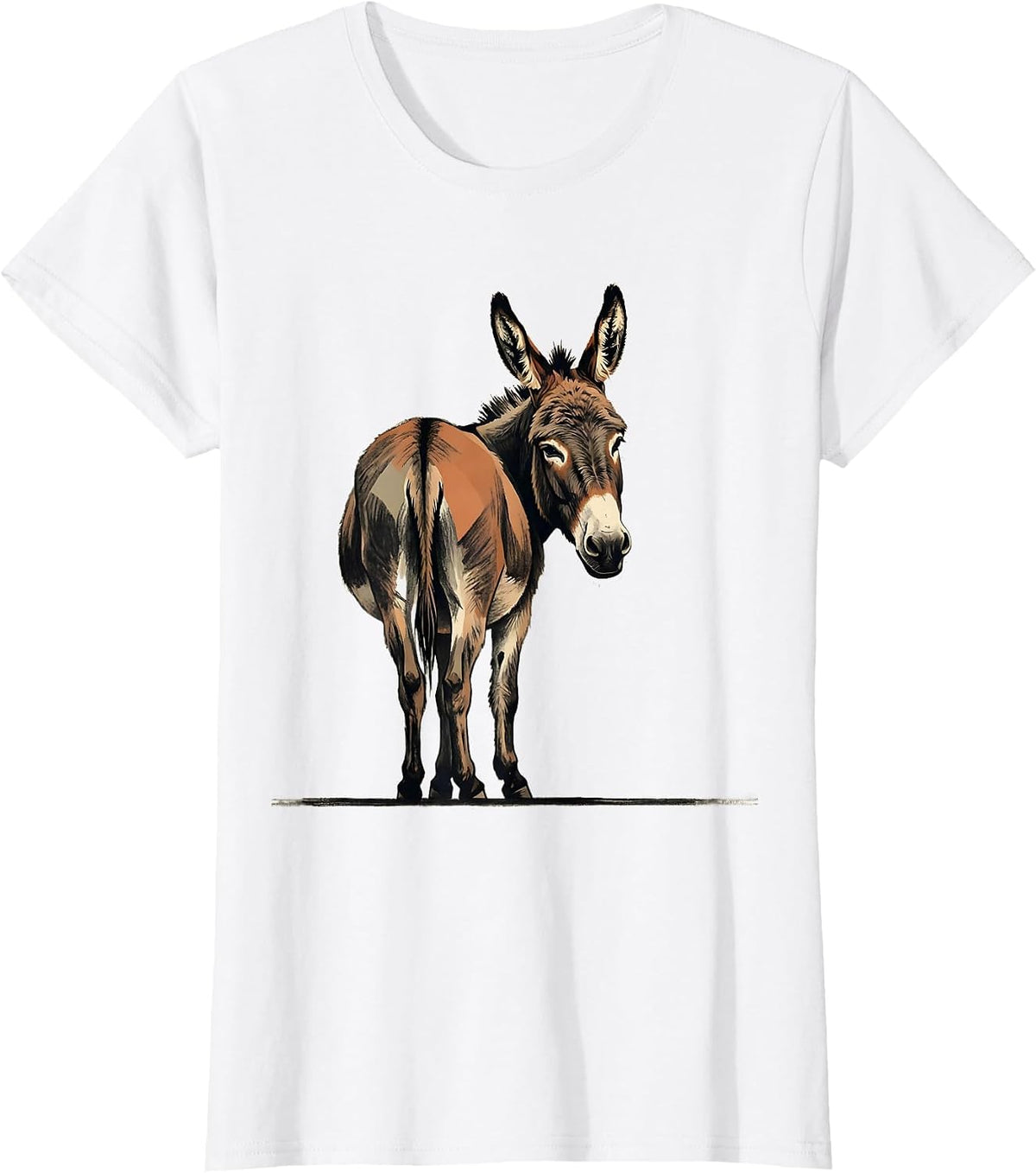 Women's Donkey Farm Animal Quirky Humor Funny Animal Lover T-Shirt - White