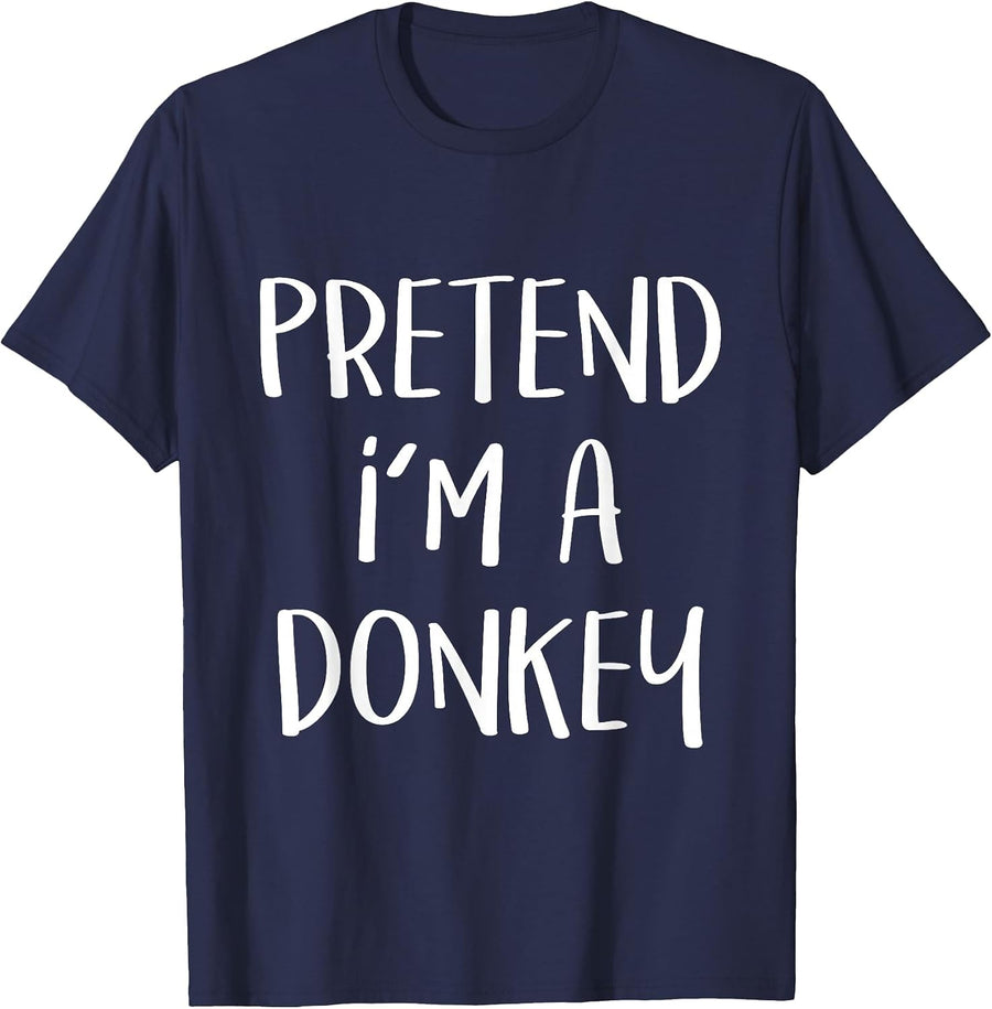 Pretend I'm A Donkey Costume Party Funny Halloween Donkey T-Shirt - Navy Blue