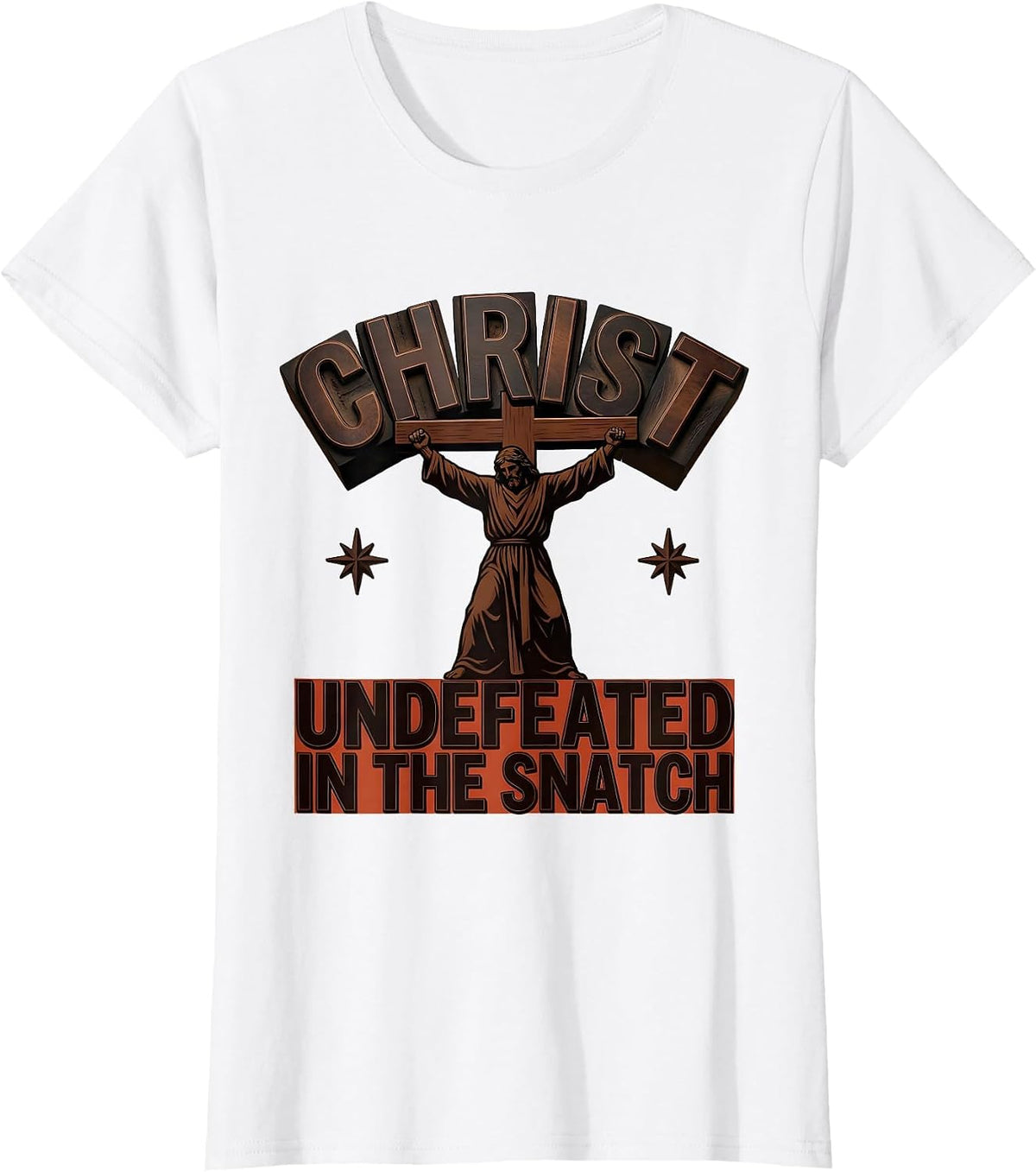 Women's Christ Undefeated In The Snatch Funny Christian Gym T-Shirt - White
