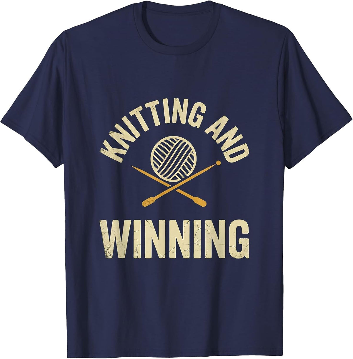 Knitting And Winning Grandma Design T-Shirt - Navy Blue