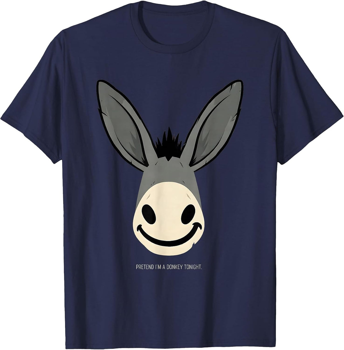 Men's Pretend I'm A Donkey Tonight Funny Donkey Costume Animal T-Shirt - Navy Blue