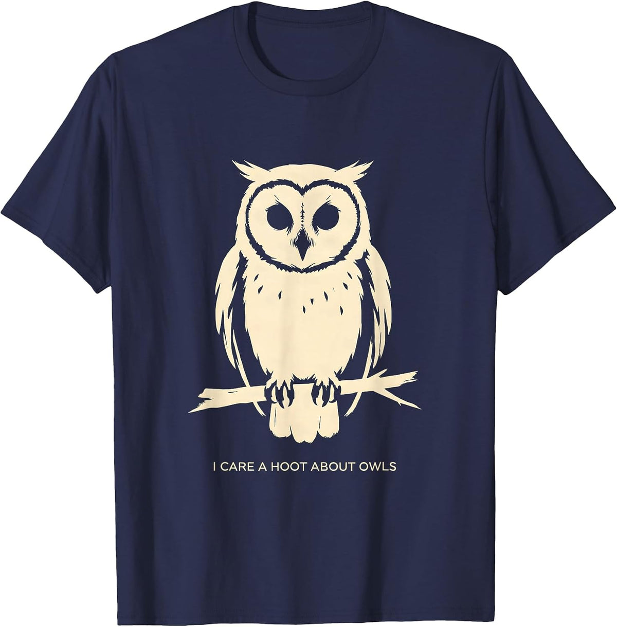 Men's I Care A Hoot About Owls Funny Owl Lover Birdwatcher Humor T-Shirt - Navy Blue