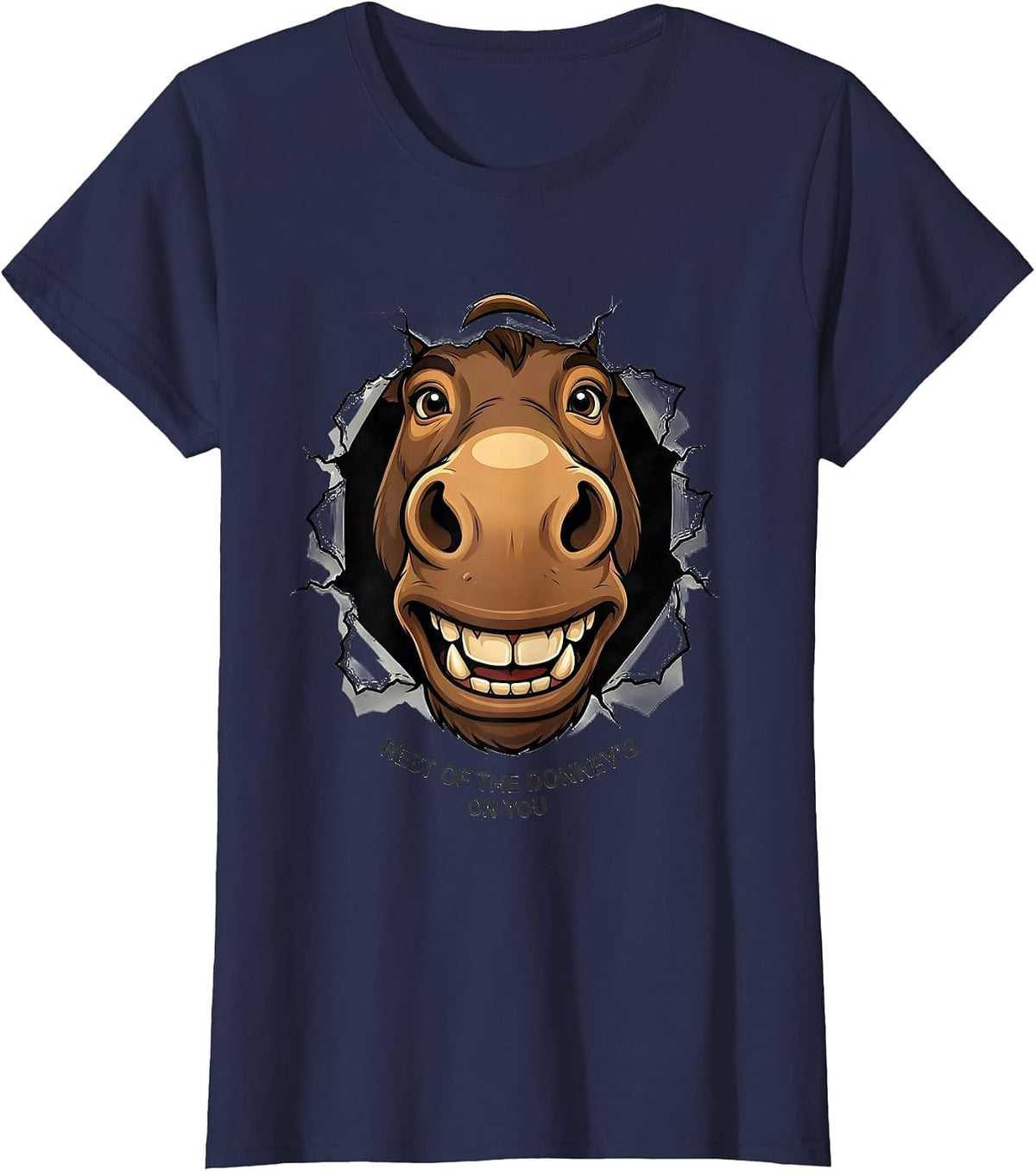 Women's Rest Of The Donkey's On You Funny Smart Donkey Meme Cartoon T-Shirt - Navy Blue