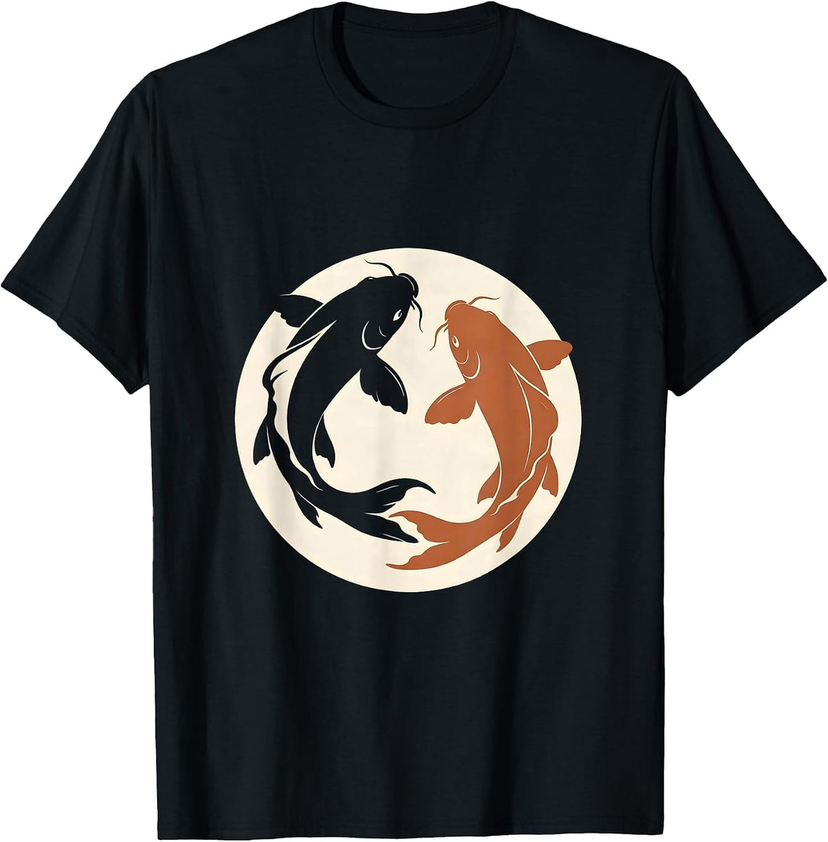 Men's Koi Fish Yin Yang Couples Graphic Design T-Shirt - Black