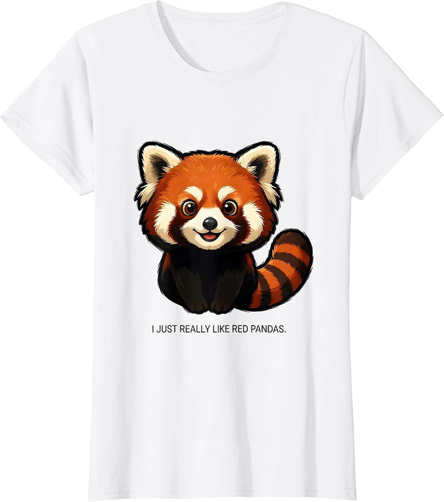 Women's I Just Really Like Red Pandas Funny Animal Lover Novelty T-Shirt - White