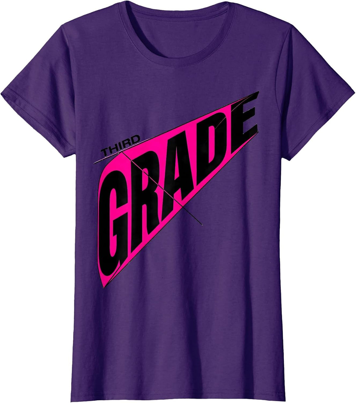 Women's Third Grade New Wave Typography Back To School Girl T-Shirt - Purple