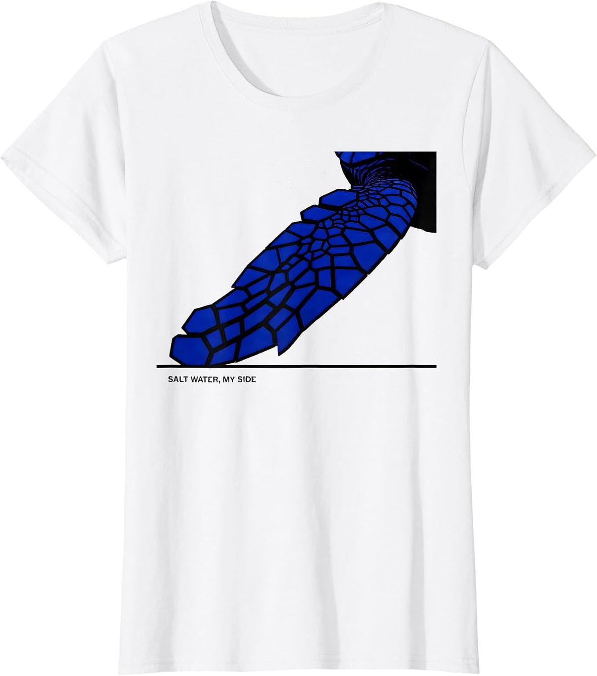Salt Water, My Side Geometric Paddle Flipper Sea Turtle T-Shirt - White