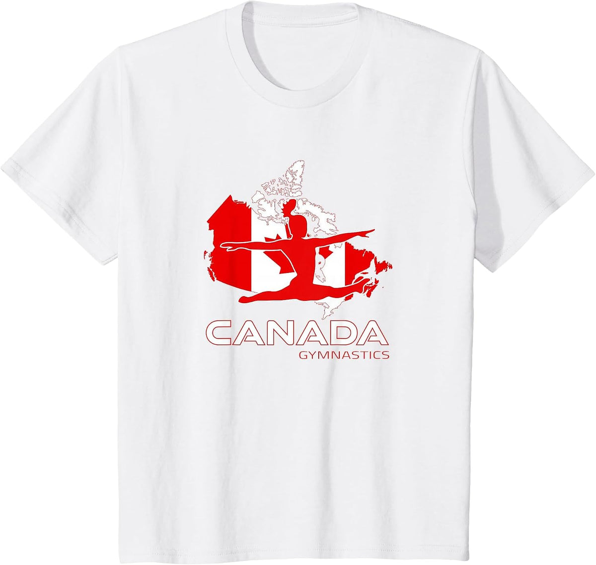 Canada Flag Art Acrobat Girls Tumbling Team Canadian Gymnast T-Shirt - White