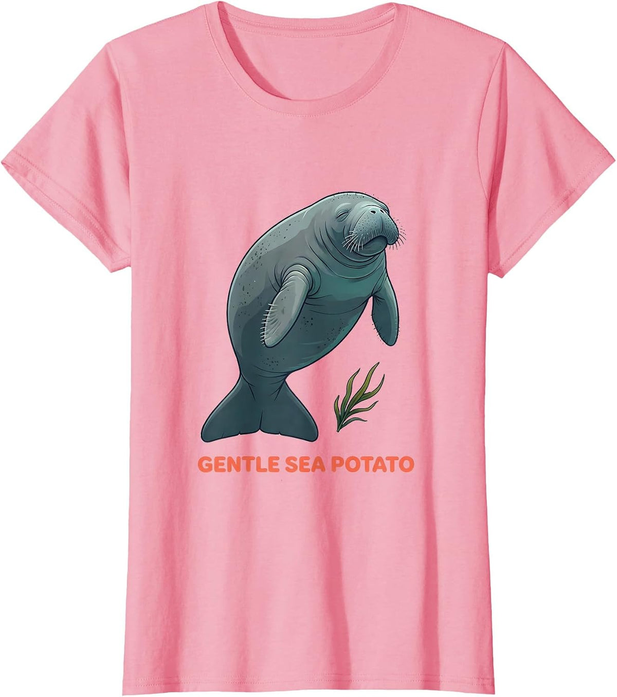 Women's Gentle Sea Potato Funny Manatee Sea Animal Lover Gift T-Shirt - Pink