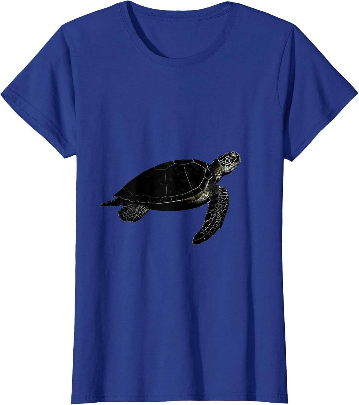 Women's Sea Turtle Silhouette Flat Novelty Ocean Animal Humor T-Shirt - Royal Blue