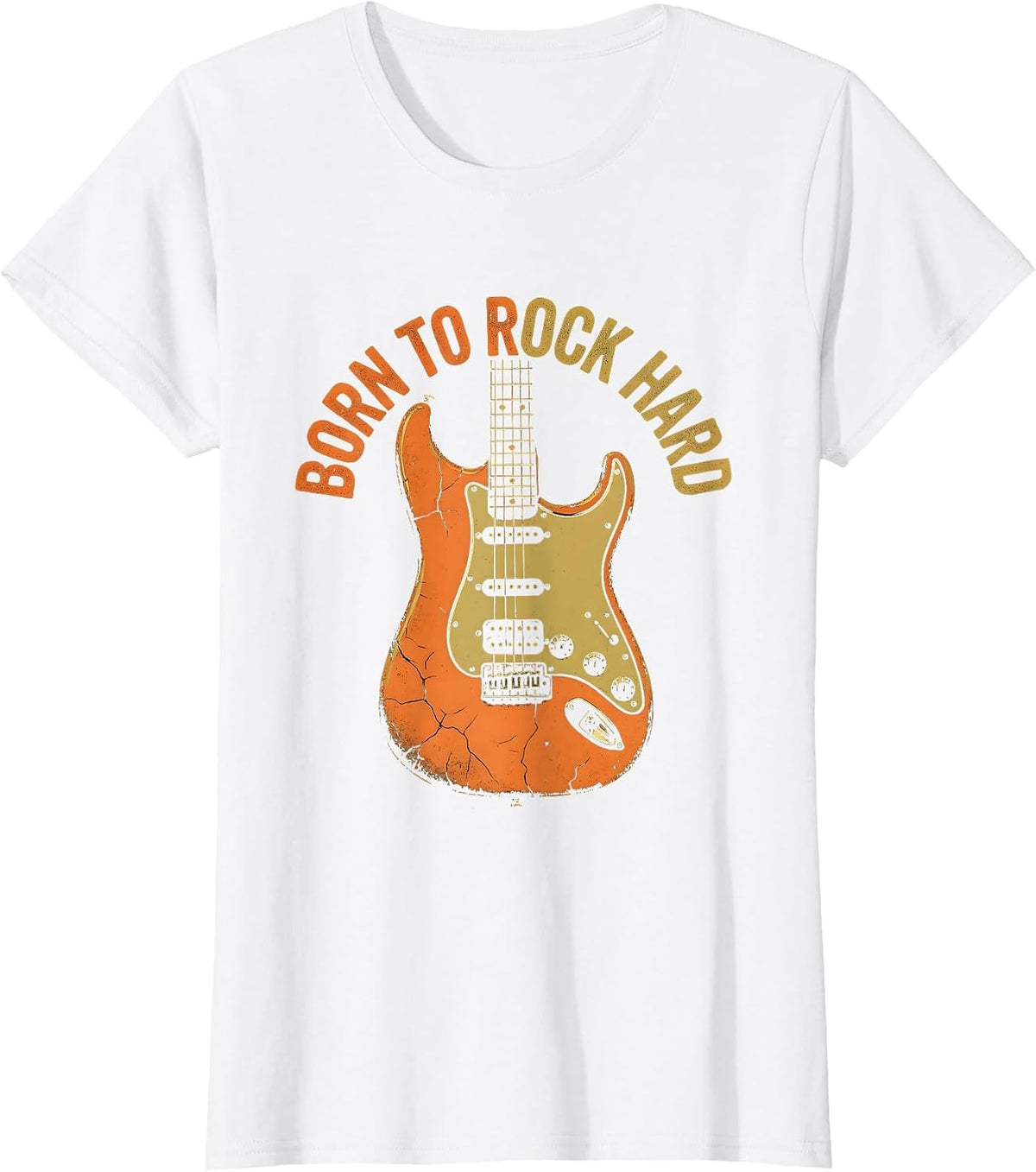 Born to Rock Hard Vintage Band Graphic Design T-Shirt - White