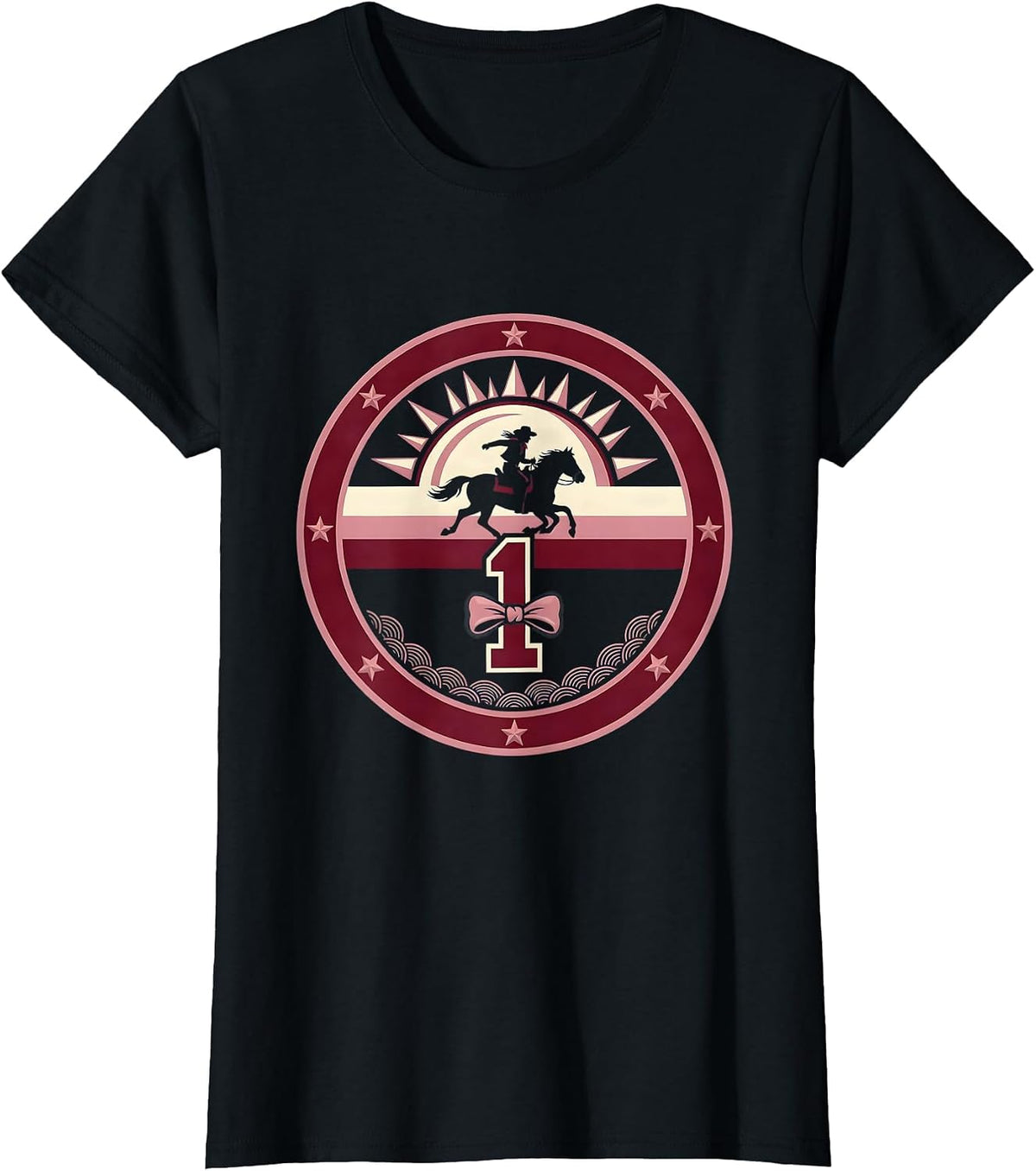 Cowgirl Silhouette Riding Into The Setting Sun T-Shirt - Black