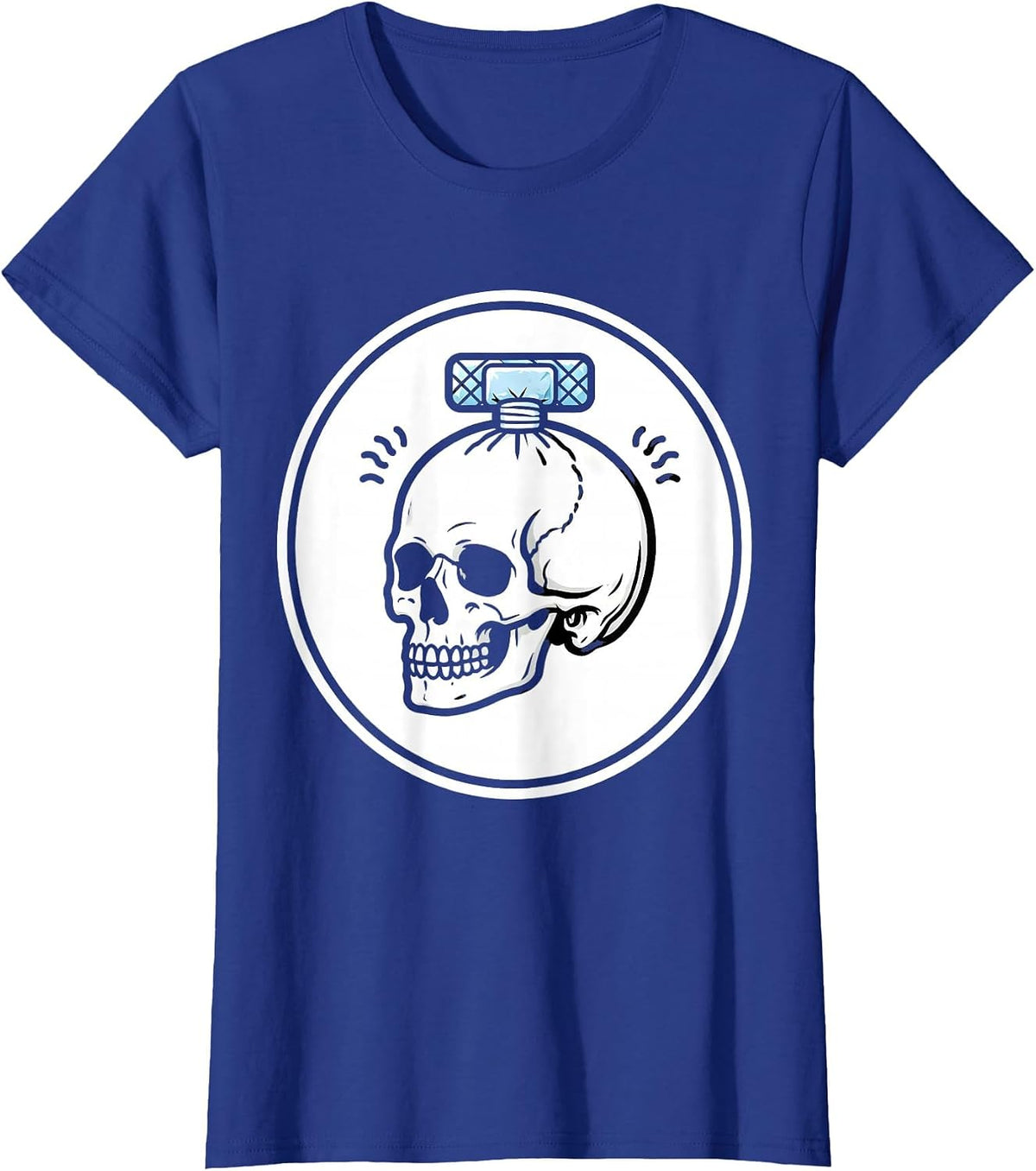 Women's School Nurse Ice Pack Cartoon Graphic T-Shirt - Royal Blue