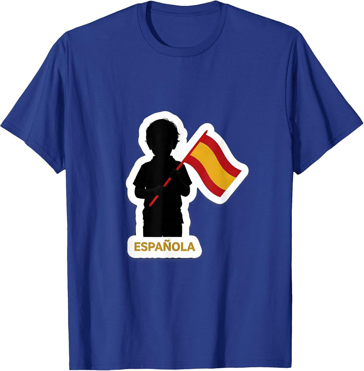 Men's Española Spain Flag Spanish Heritage National Pride Sticker T-Shirt - Royal Blue
