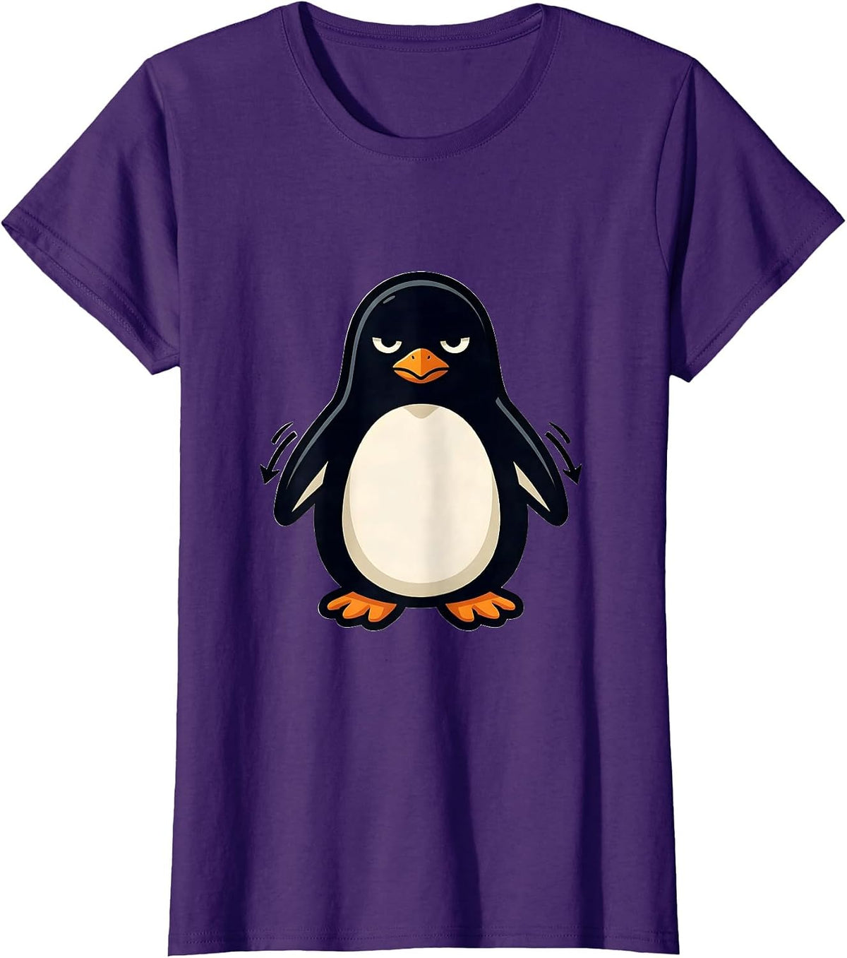 Women's Penguin Mascot Quirky Animal Lover Humor T-Shirt - Purple