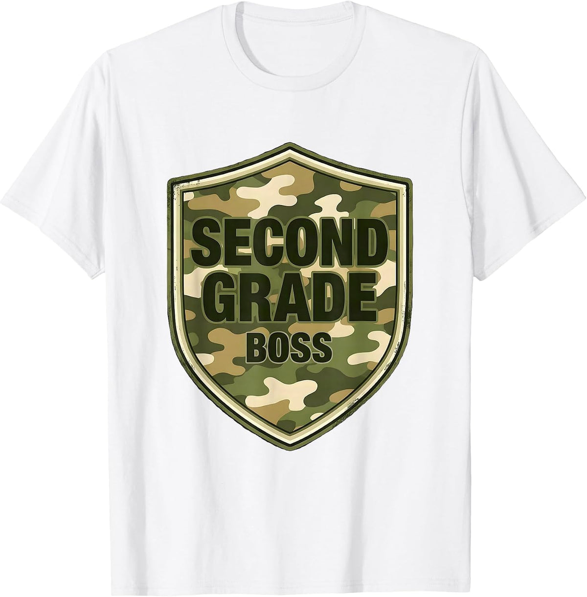 Men's Second Grade Boss Camo Back To School Boy Teacher First Day T-Shirt - White