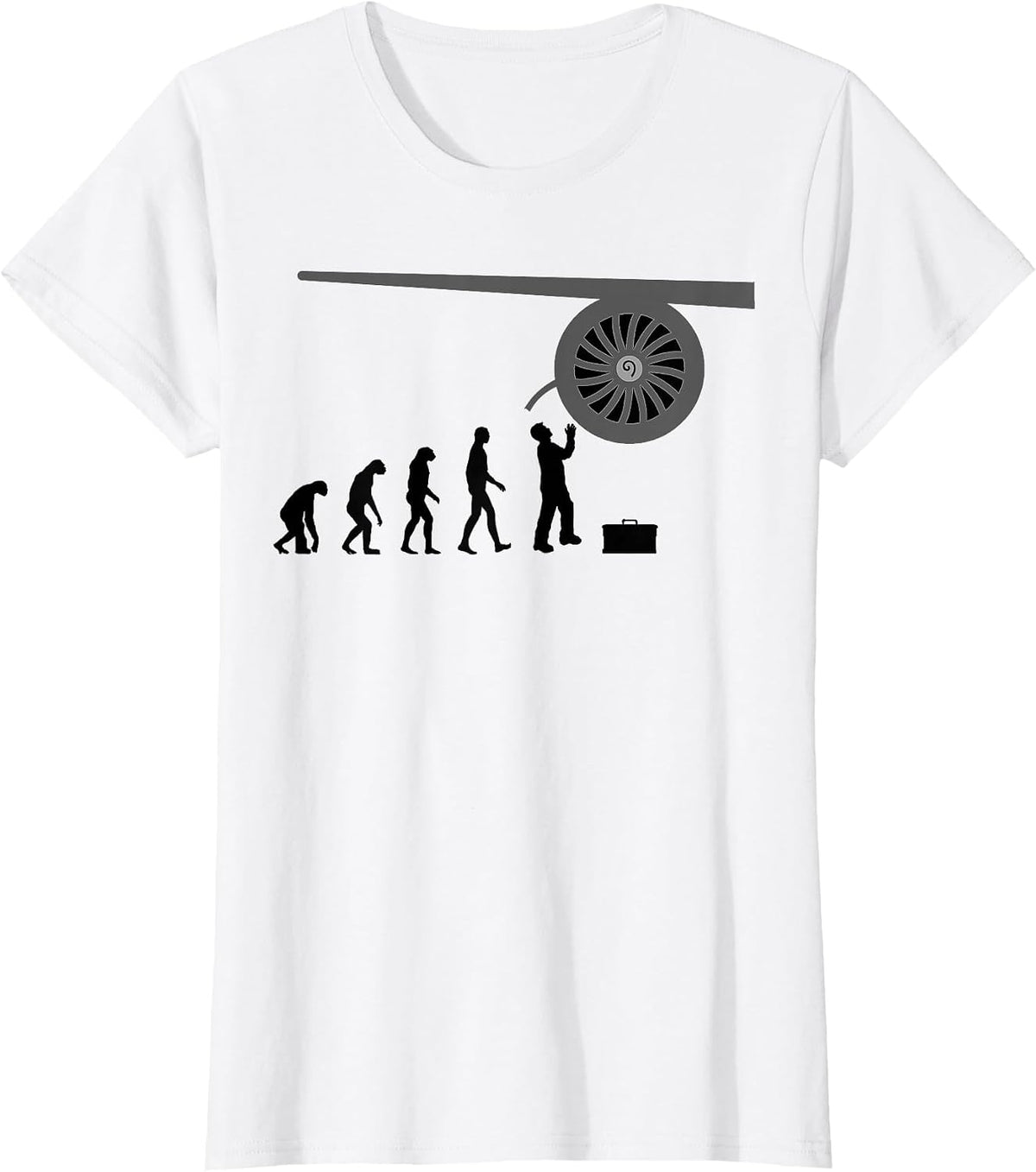 Jet Engine Picture Tee Airplane Mechanic Technician T-Shirt - White