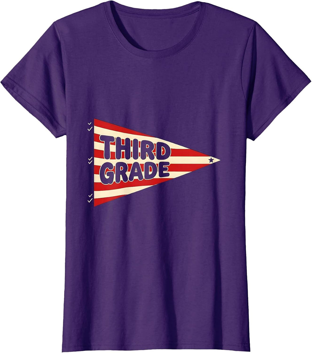 Women's Third Grade Pennant Flag Back to School Third Grade T-Shirt - Purple