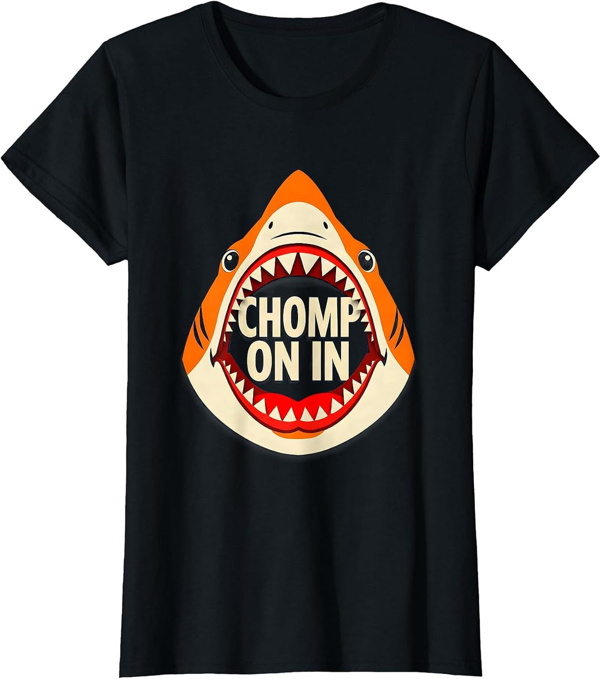 Chomp On In Funny Shark Lover Ocean Humor Wildlife Gift T-Shirt - Black