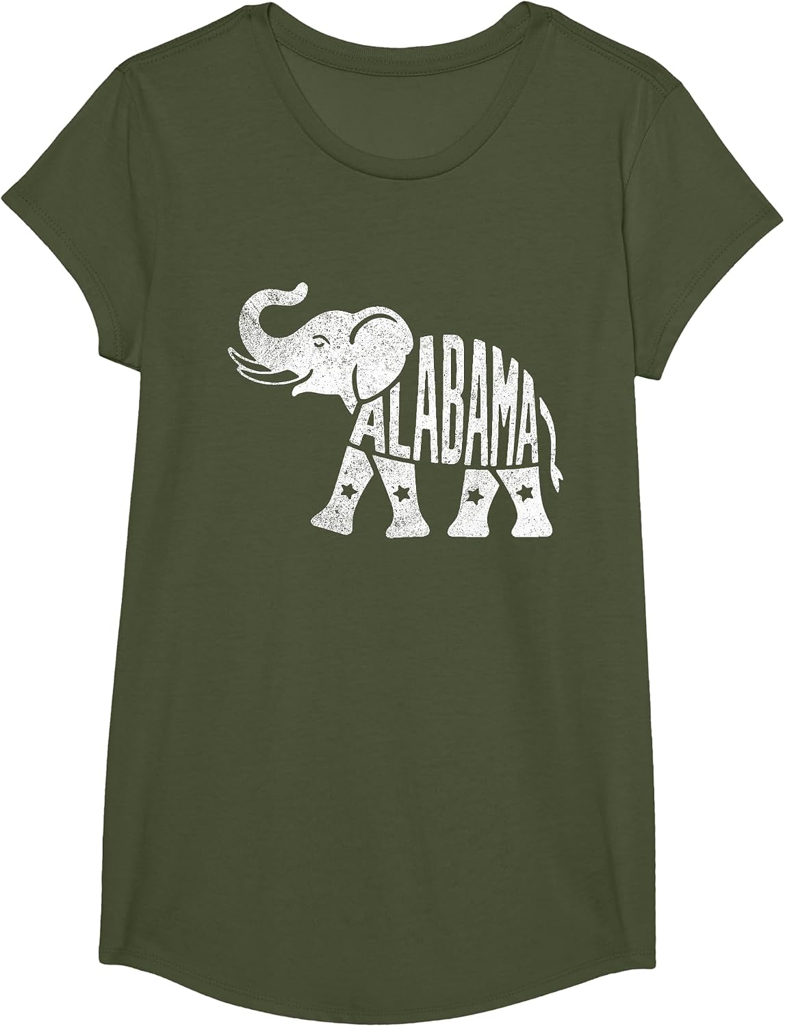 Alabama Retro Vintage T-Shirt - Girls Olive Green