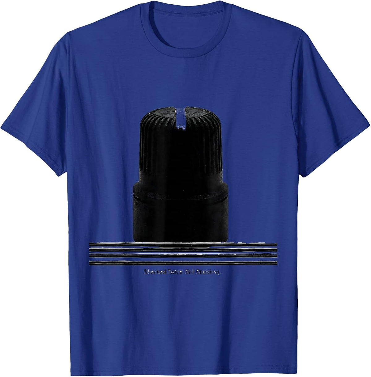 Men's Shocked Twice Still Standing Funny Electrician Gift T-Shirt - Royal Blue