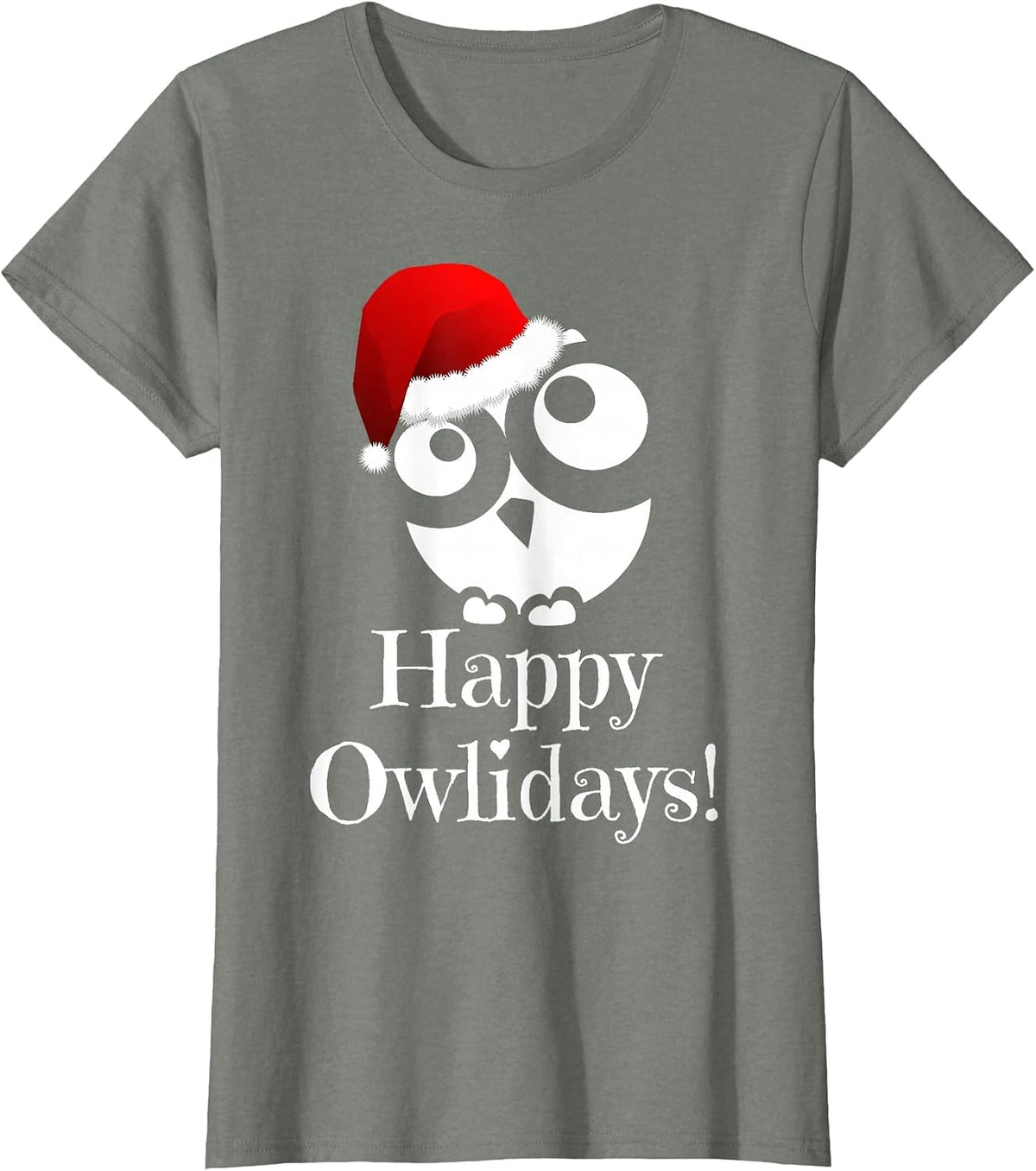Owl Christmas Shirt - Christmas Owl T-Shirt - Happy Owlidays T-Shirt - Olive Heather