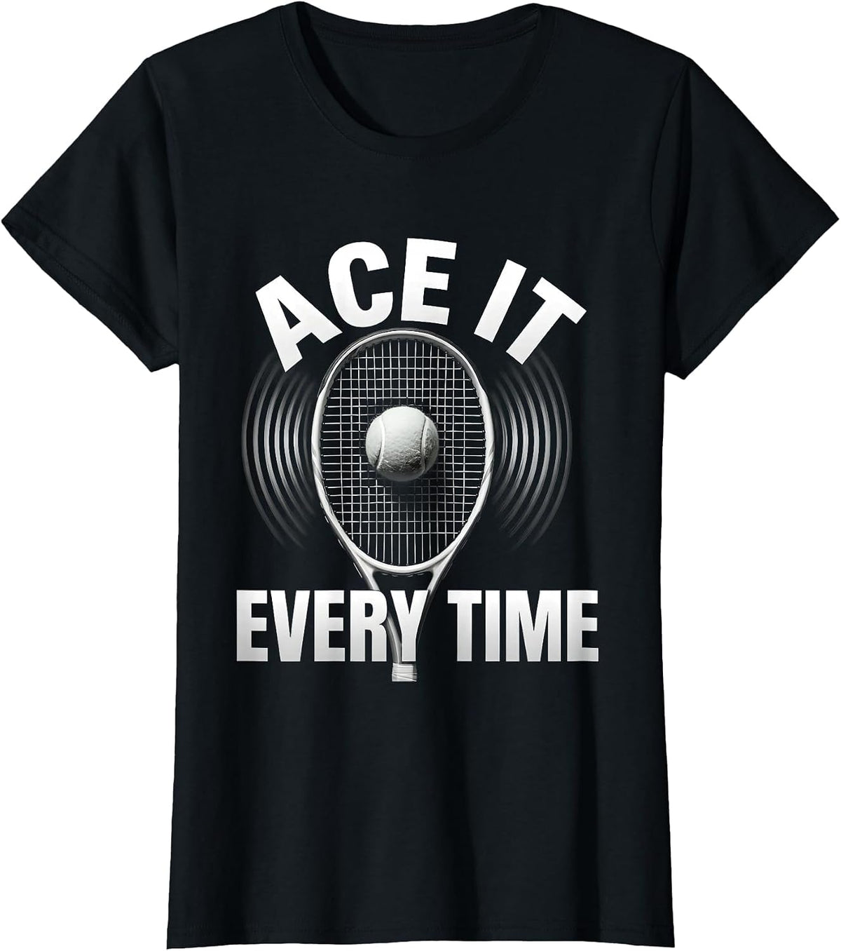 Ace It Every Time Tennis Graphic Design T-Shirt - Black