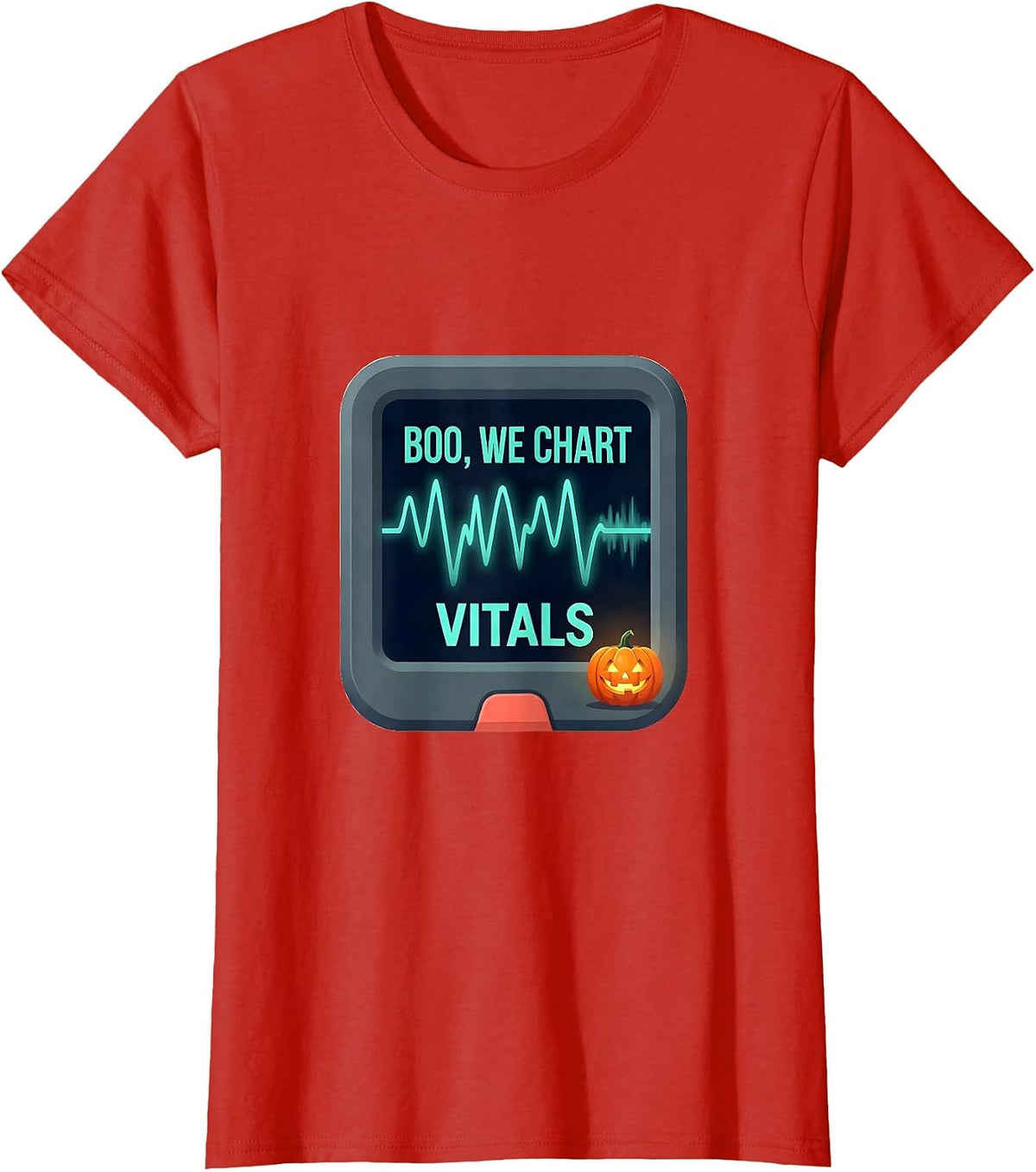 Boo We Chart Vitals Funny Vet Tech Halloween Veterinary T-Shirt - Red