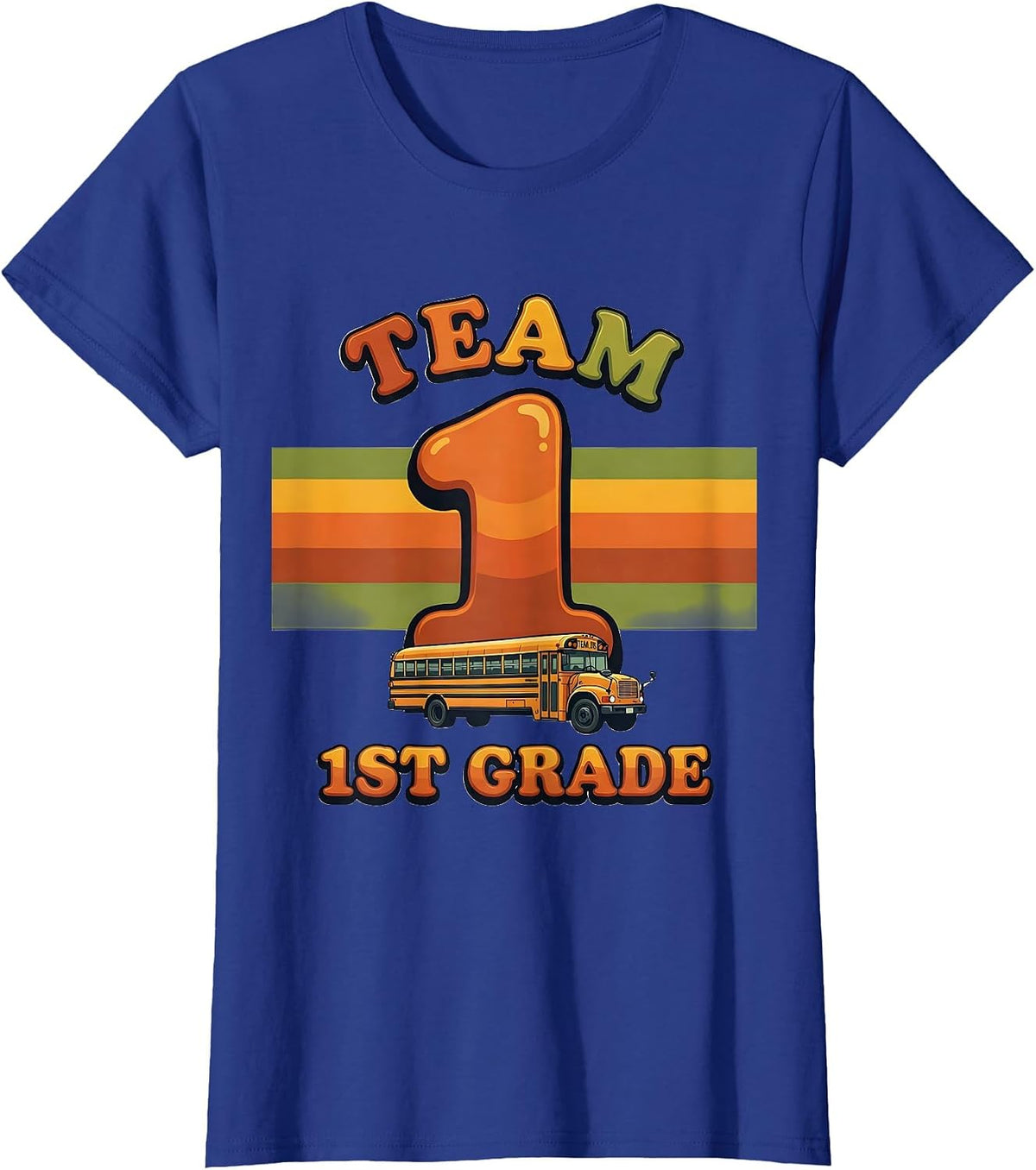 Women's Team 1st Grade Retro 70s First Day Of School Kids Humor T-Shirt - Royal Blue