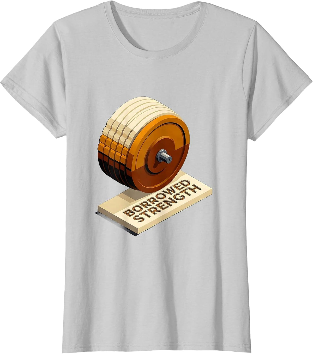 Borrowed Strength Isometric Faith Fitness Christian Gym T-Shirt - Silver Grey