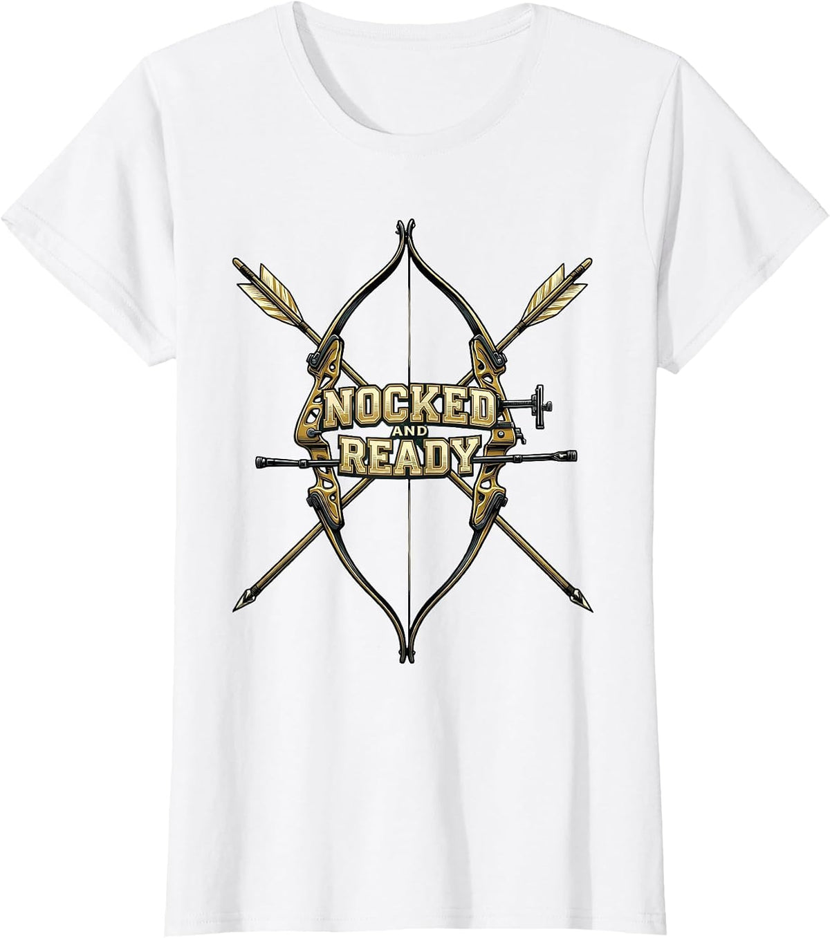 Nocked and Ready Archery Design T-Shirt - White