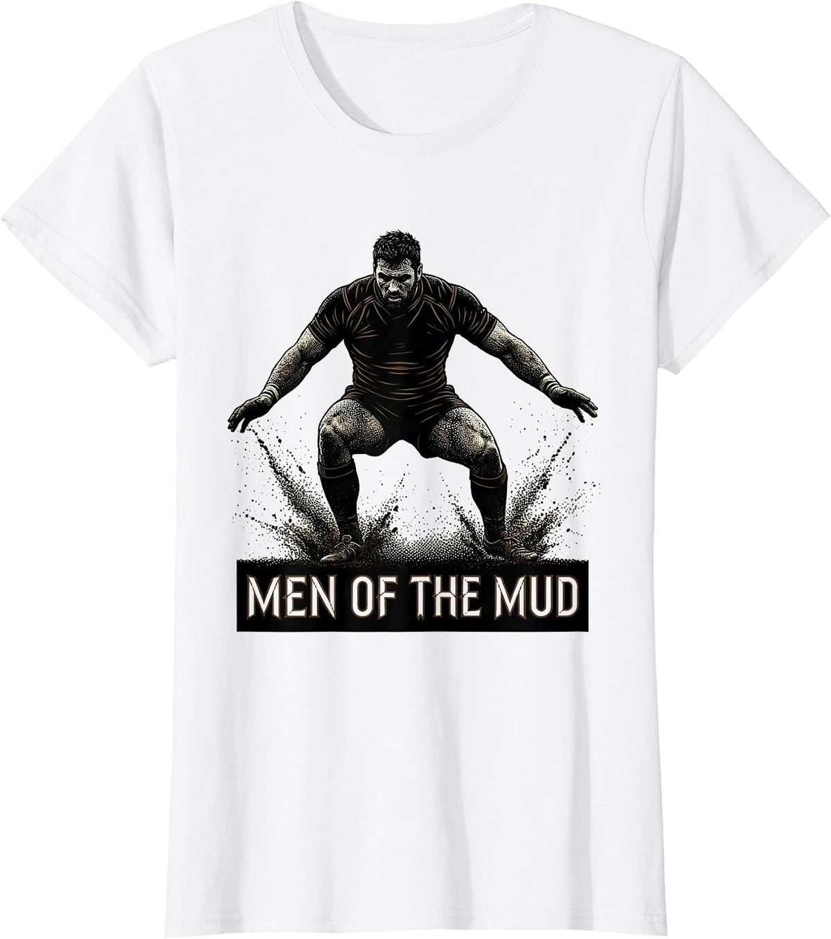 Men of the Mud Rugby Graphic Design T-Shirt - White