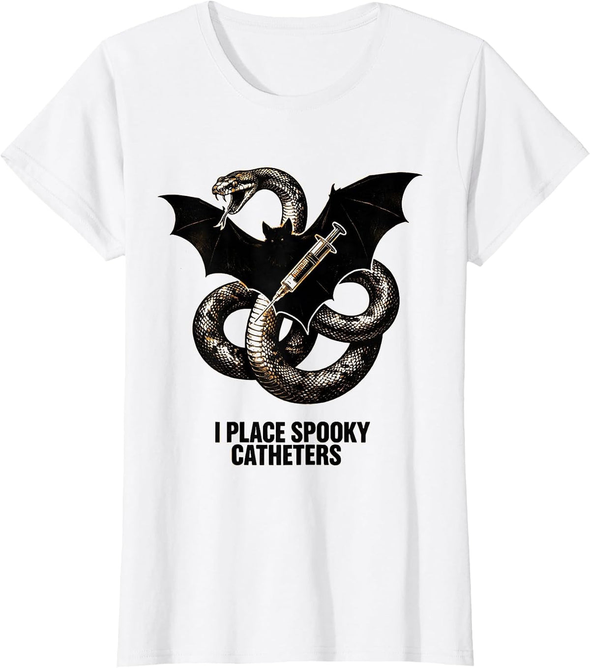 I Place Spooky Catheters Funny Veterinary Tech Halloween Vet T-Shirt - White