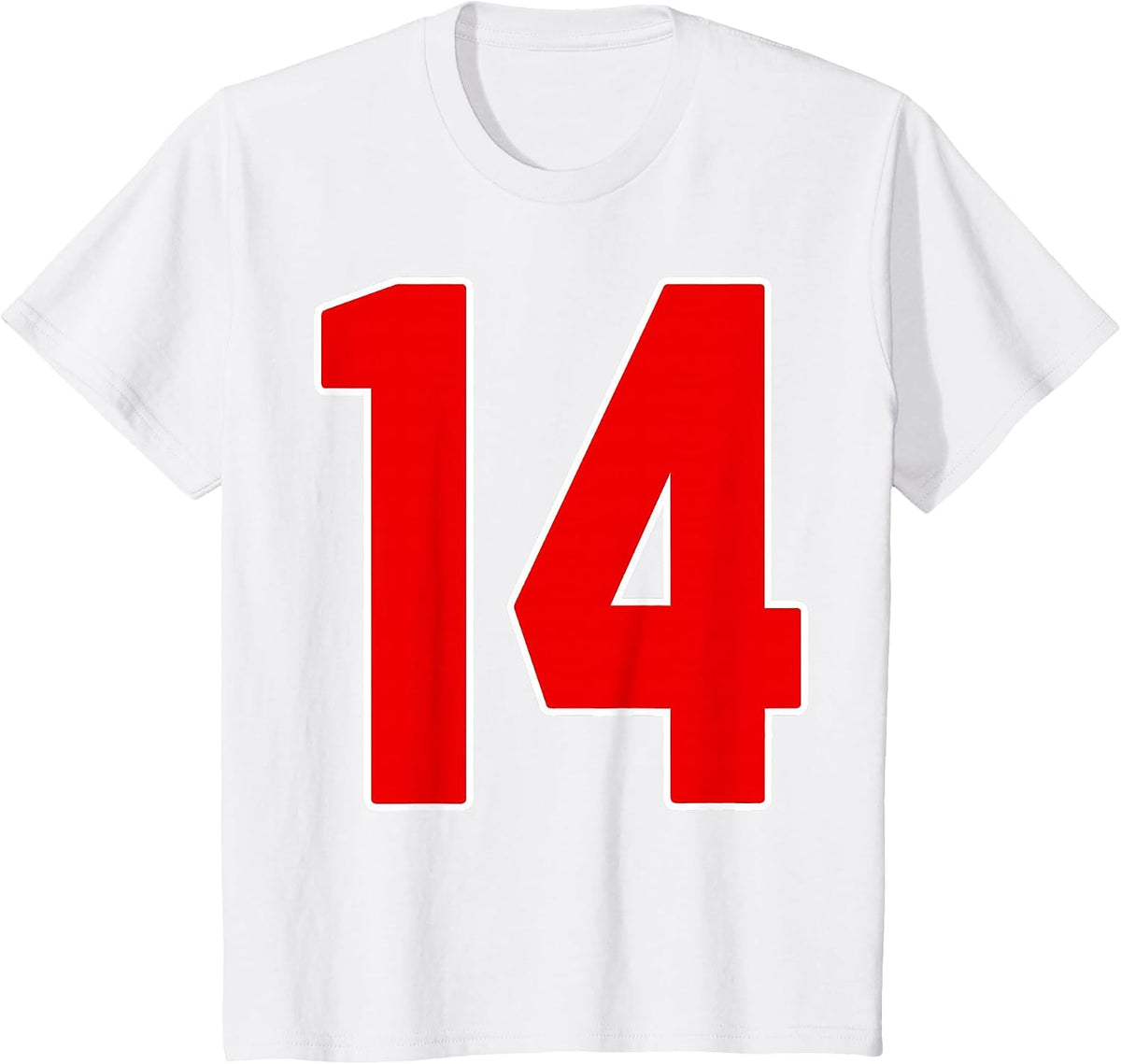 Red Number 14 Jersey Big #14 Uniform Favorite Player T-Shirt - White