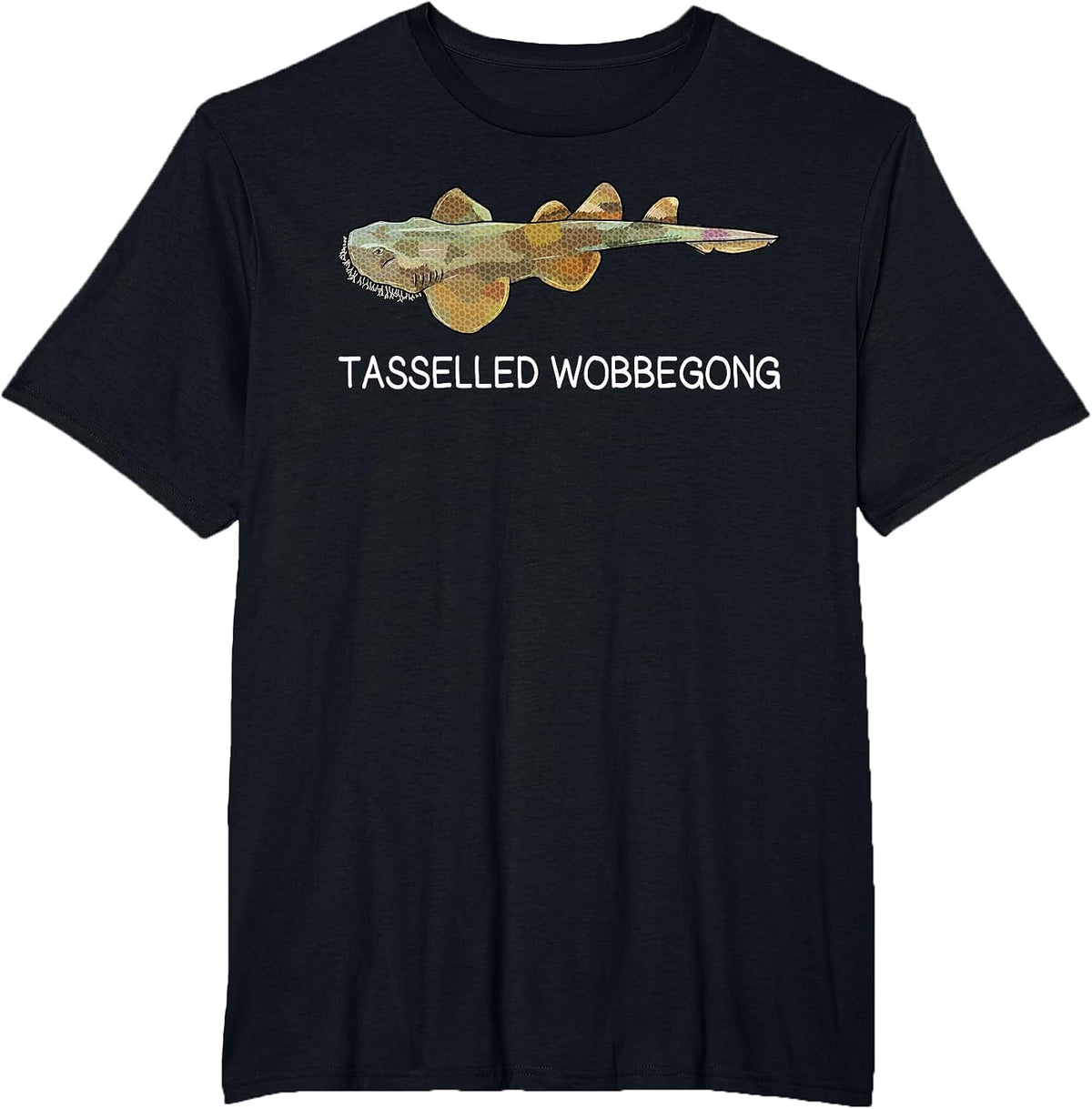 Wobbegong Shark Lover with Tassels T-Shirt - Black