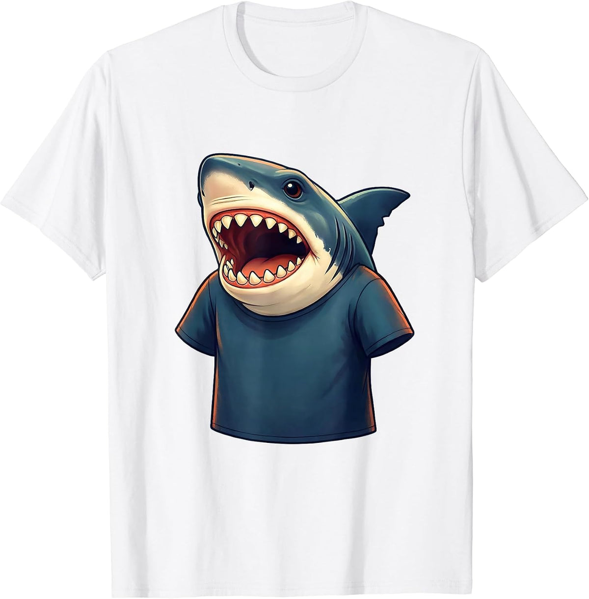 Men's Storybook Shark Jaw Playful Ocean Animal Halloween Costume T-Shirt - White