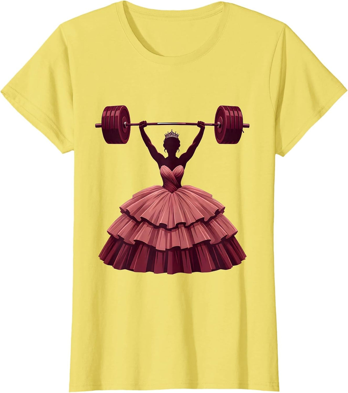 Weight Lifting Ball Gown Funny Workout Art T-Shirt - Lemon Yellow
