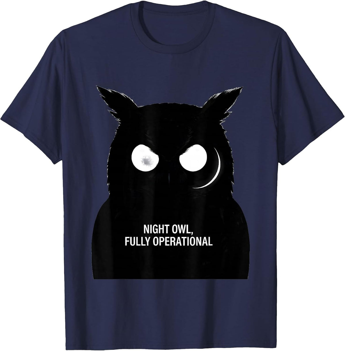 Night Owl Fully Operational Retro Owl Lover Funny Humor T-Shirt - Navy Blue