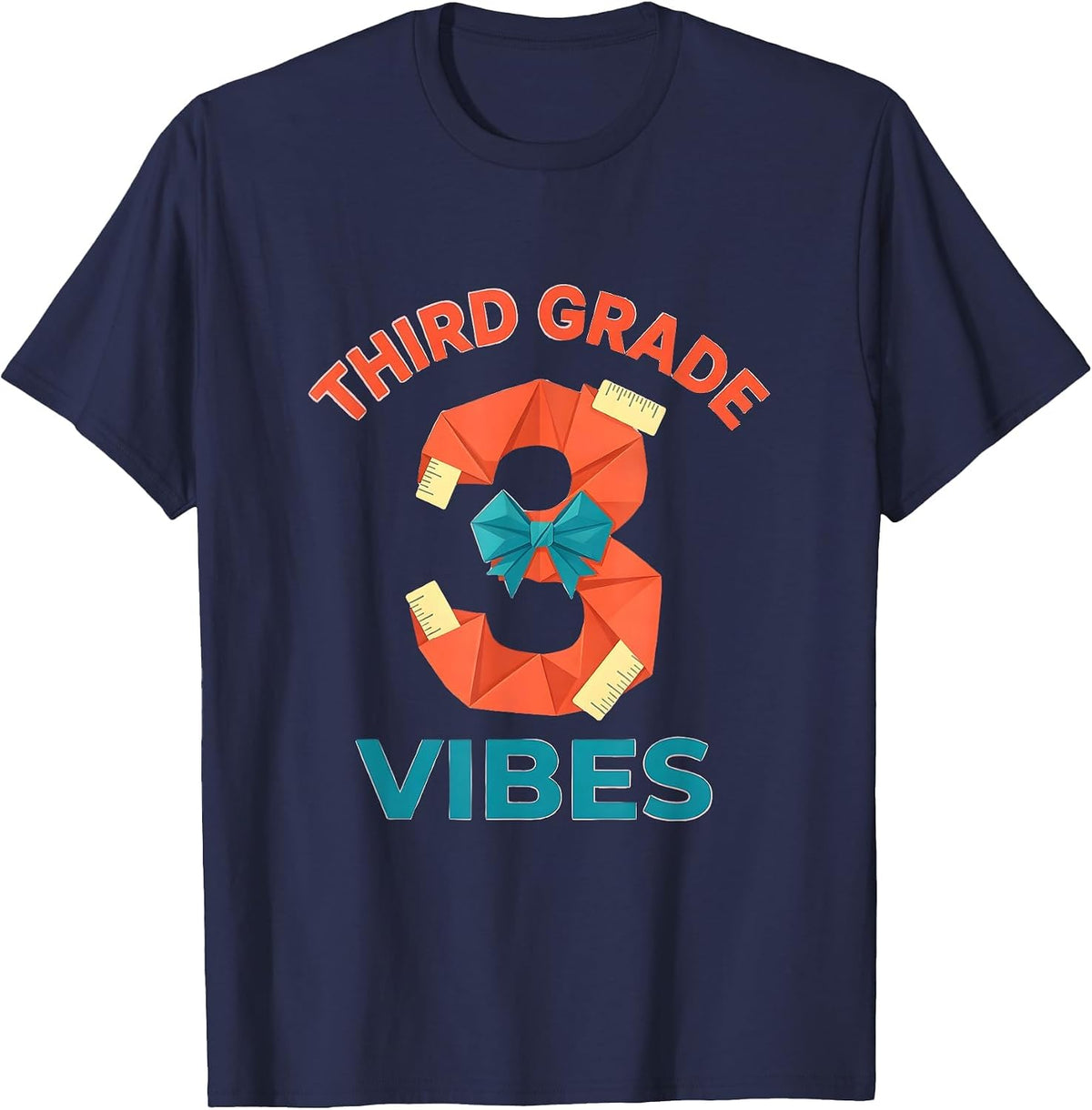 Third Grade Vibes Playful Coquette Bow Back To School T-Shirt - Navy Blue